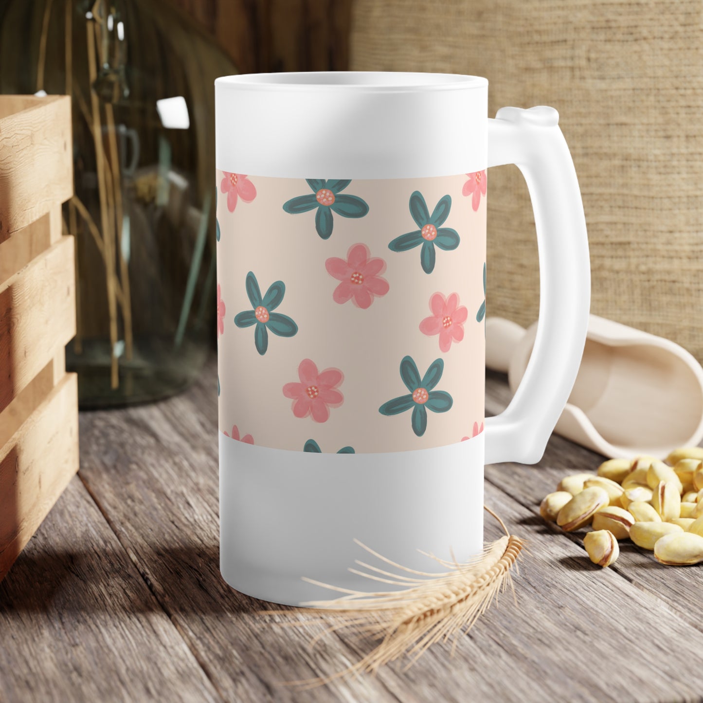 Jarra de cerveza de vidrio esmerilado Blossom Breeze