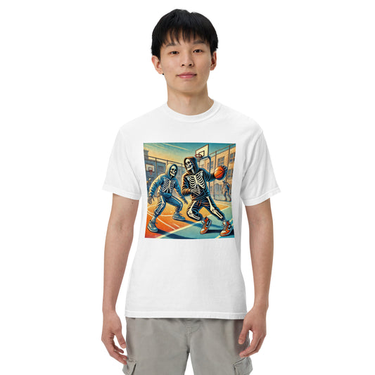 Skeleton Basketball Heavyweight T-Shirt – Unisex Garment-Dyed Halloween Tee