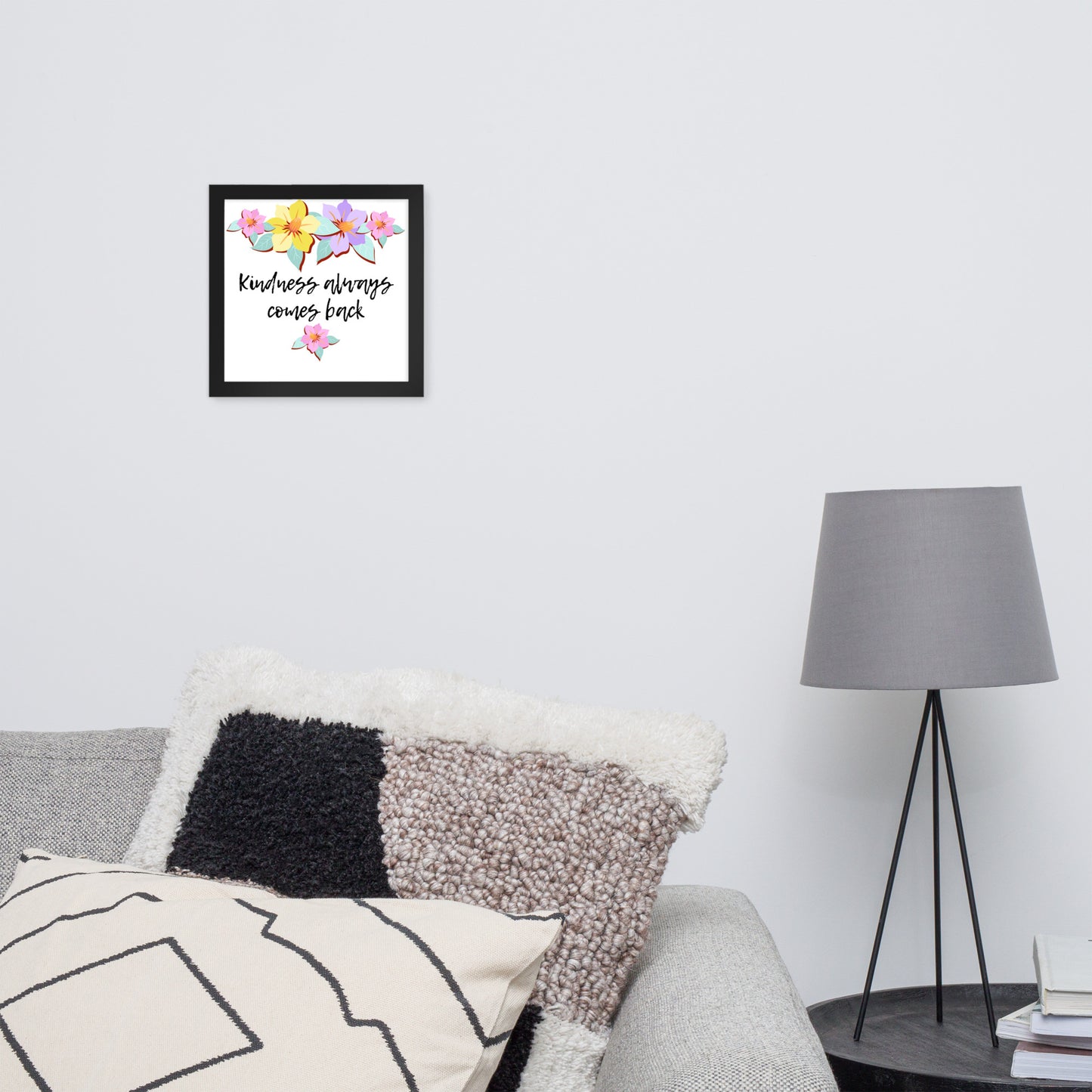 Cultivando la bondad: póster enmarcado con motivos florales