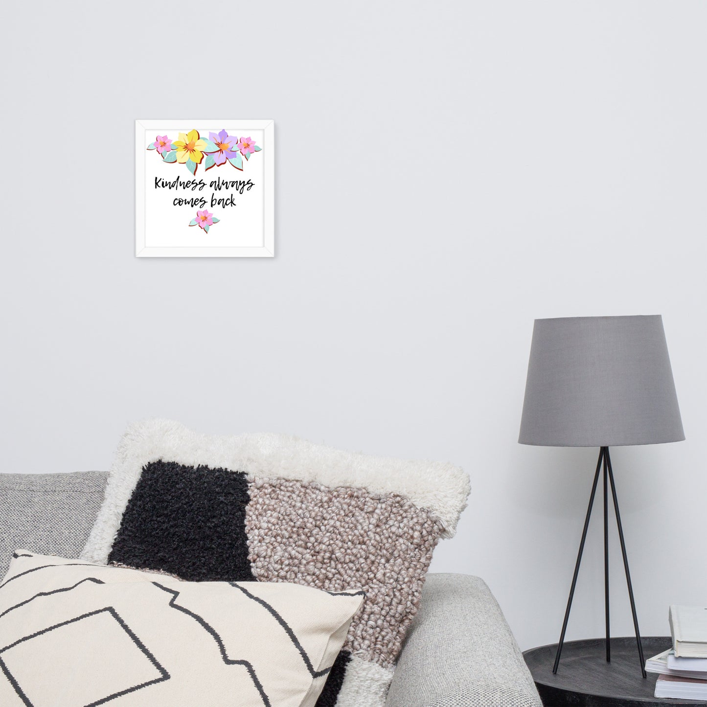 Cultivando la bondad: póster enmarcado con motivos florales