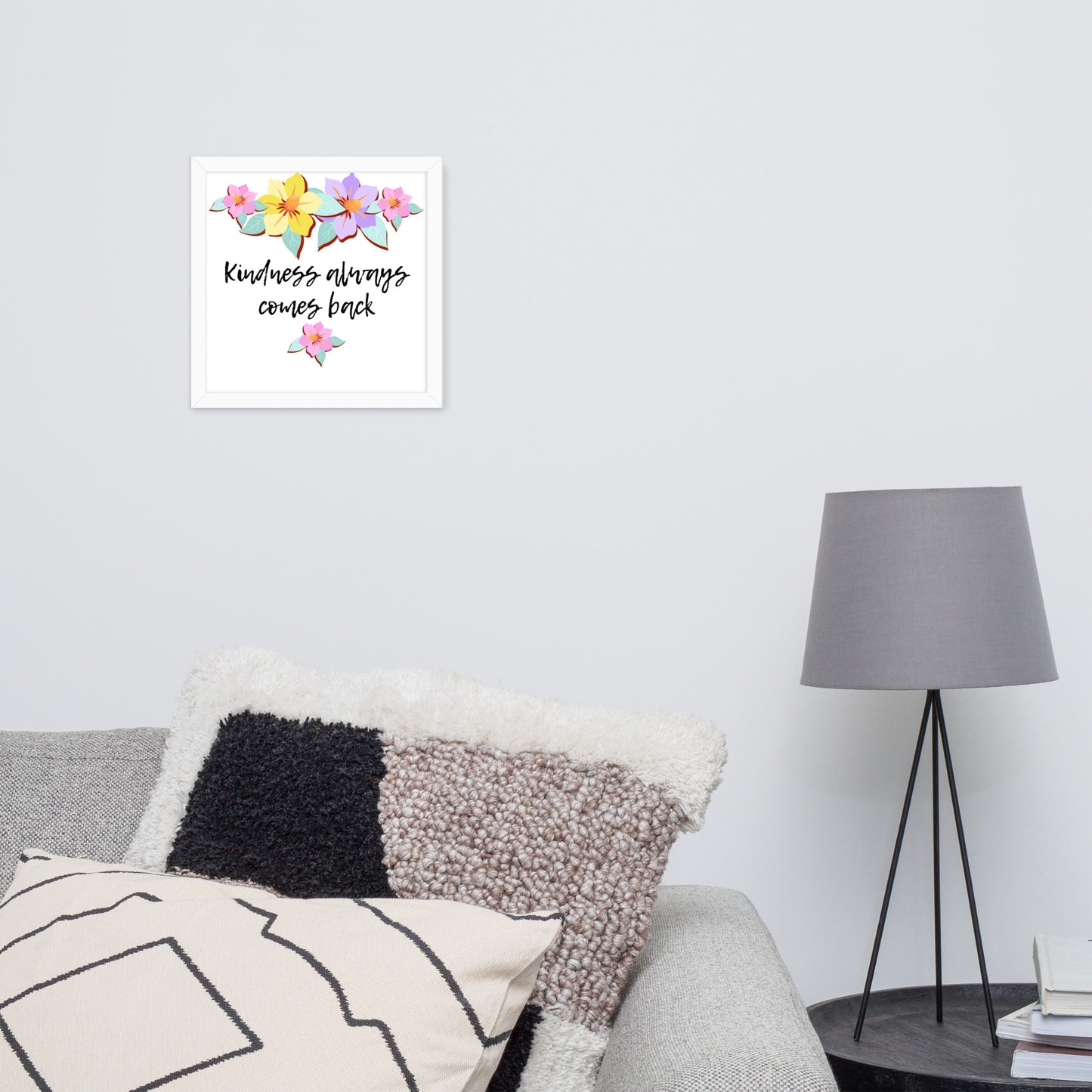 Cultivando la bondad: póster enmarcado con motivos florales
