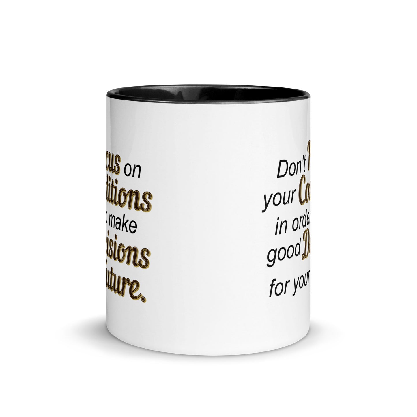 Taza de café para tomar decisiones con visión de futuro