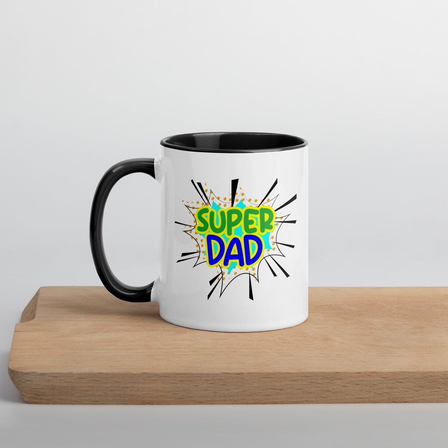 Taza de café con el texto "Super Dad Hero" para inspirarte a diario