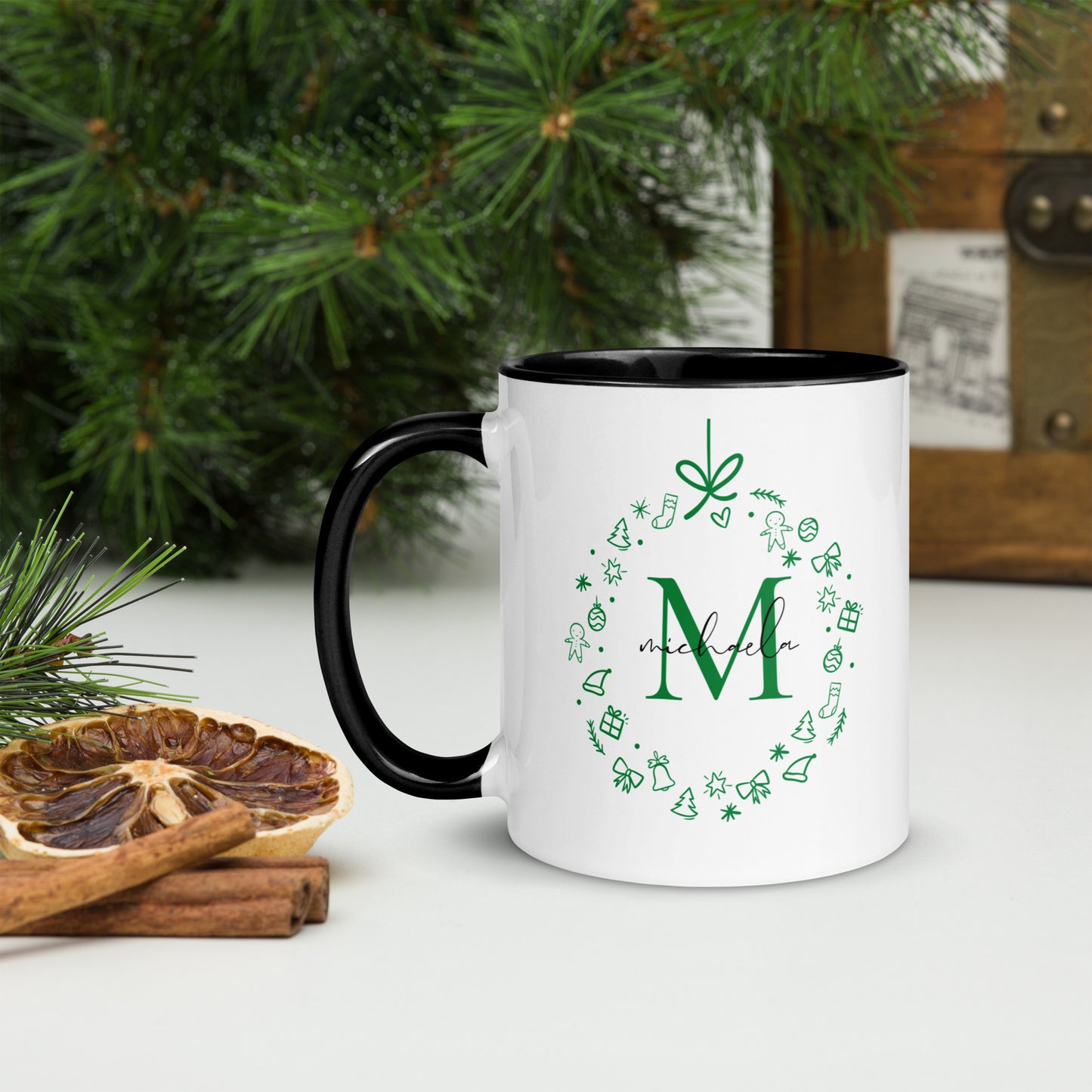 Taza con el monograma alegre de Michaela