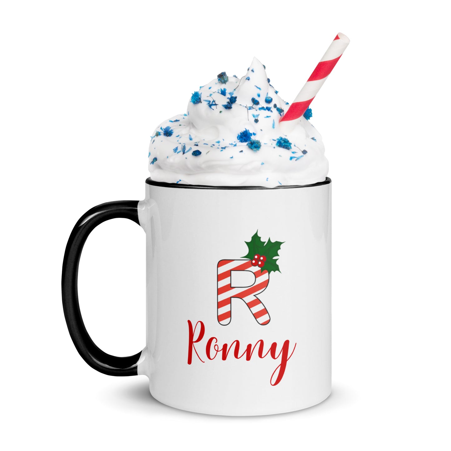 Festive R: Taza de café navideña personalizada para Ronny
