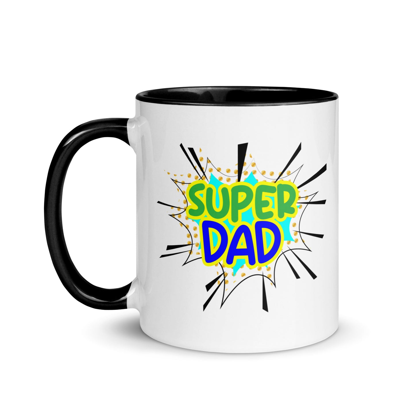 Taza de café con el texto "Super Dad Hero" para inspirarte a diario