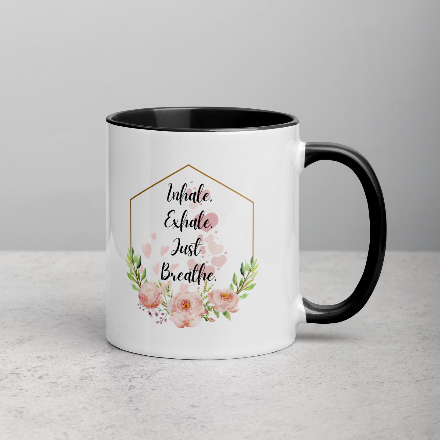 Taza de café inspiradora Zen Breathe Easy