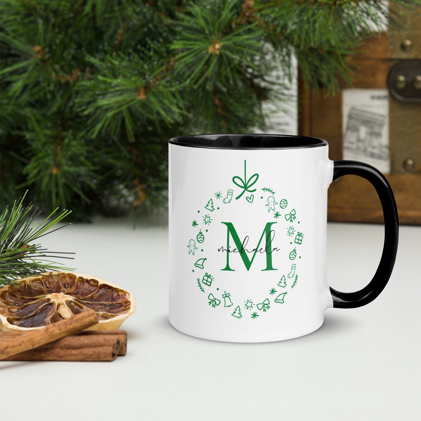 Taza con el monograma alegre de Michaela