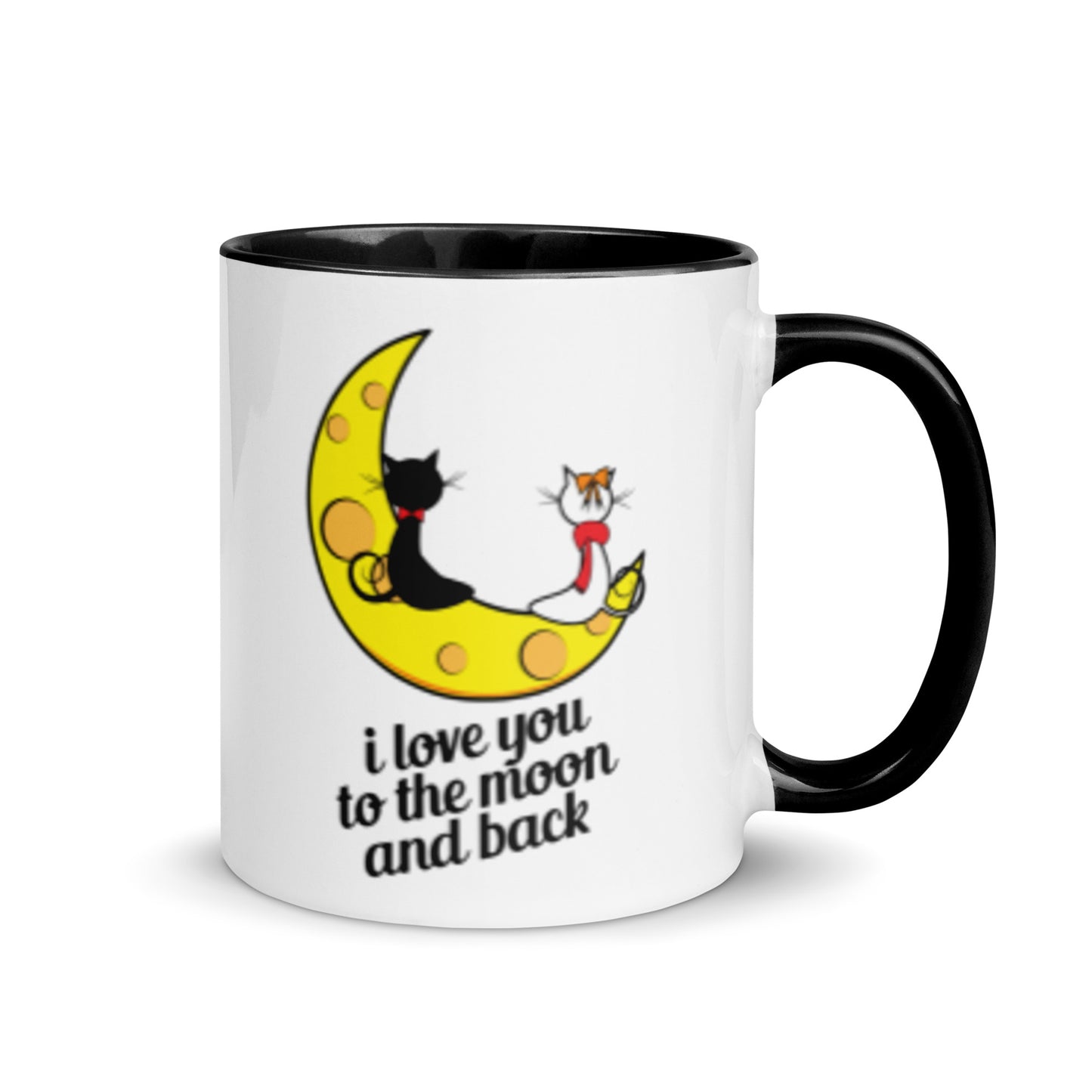 Amor más allá de las estrellas: taza de café romántica con felinos a la luz de la luna