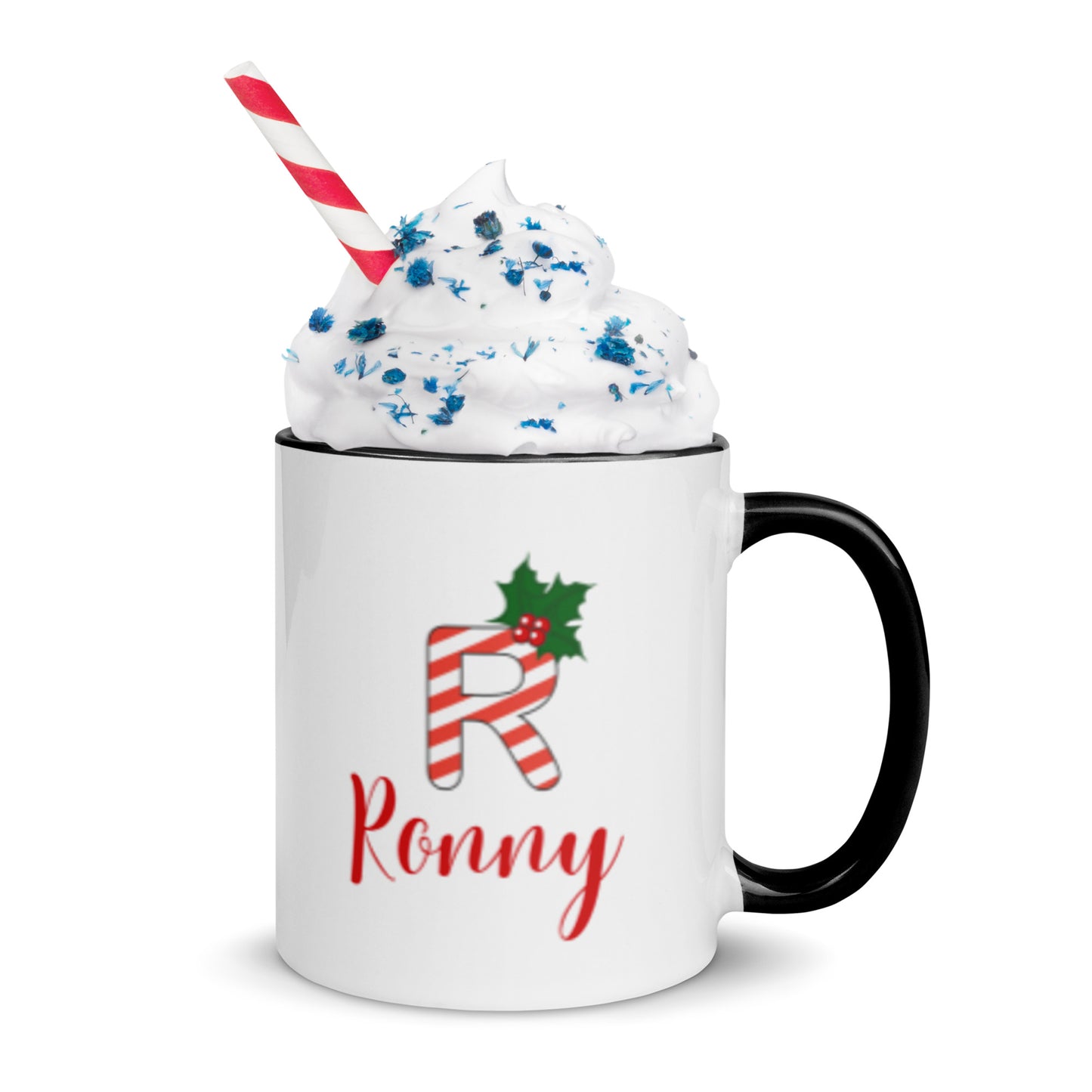 Festive R: Taza de café navideña personalizada para Ronny