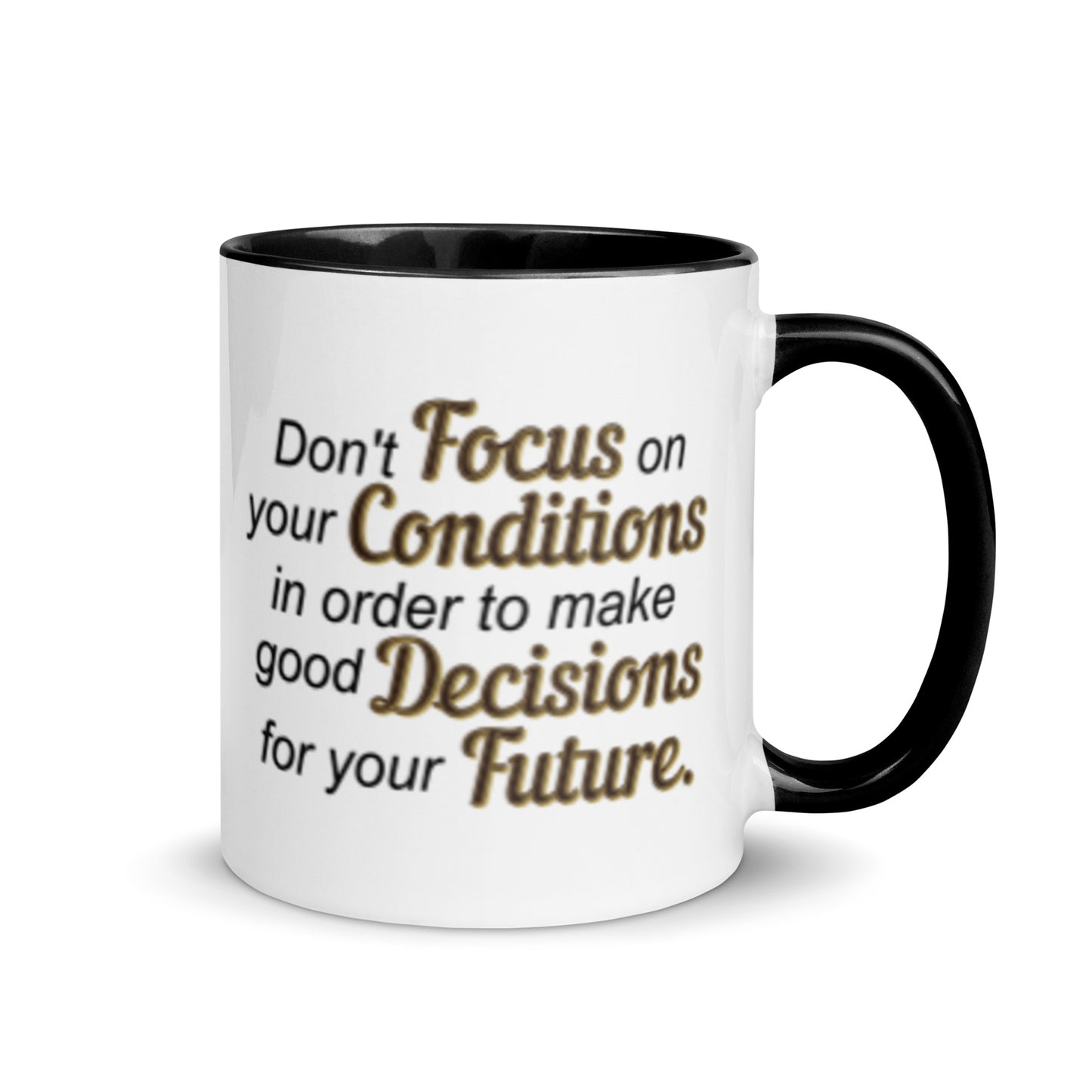 Taza de café para tomar decisiones con visión de futuro