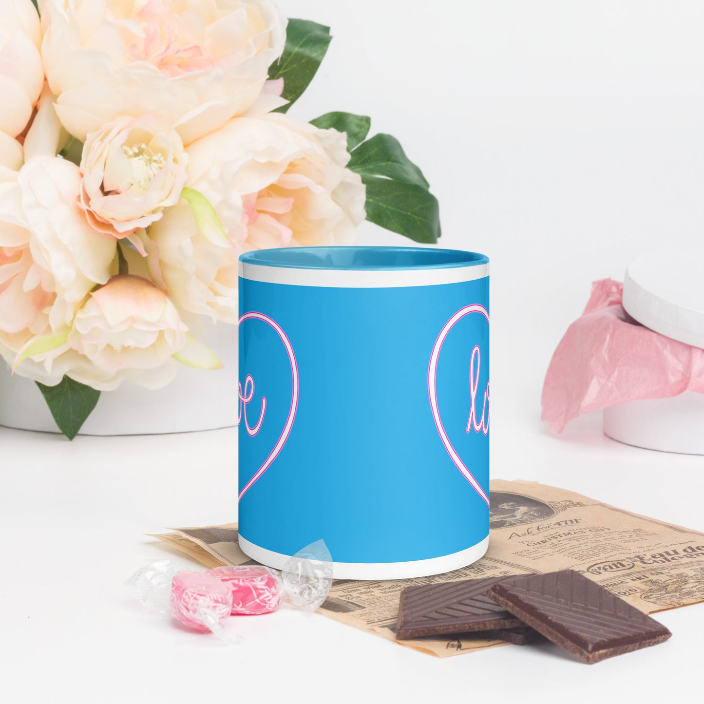 Taza de café azul Love & Heart: expresa tu afecto
