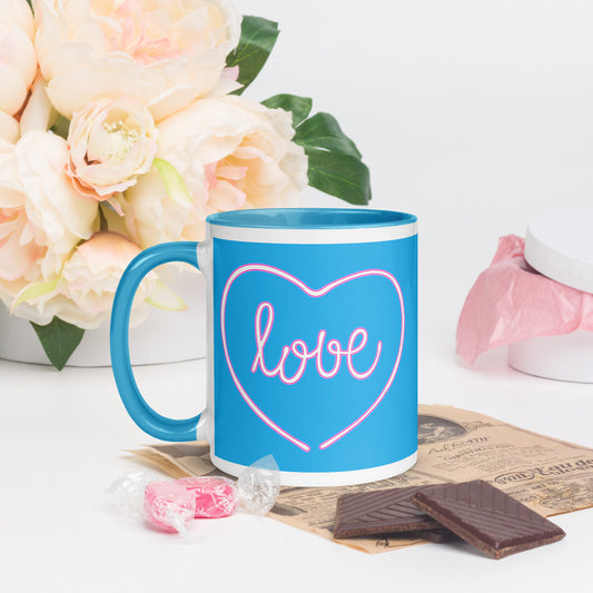 Taza de café azul Love & Heart: expresa tu afecto