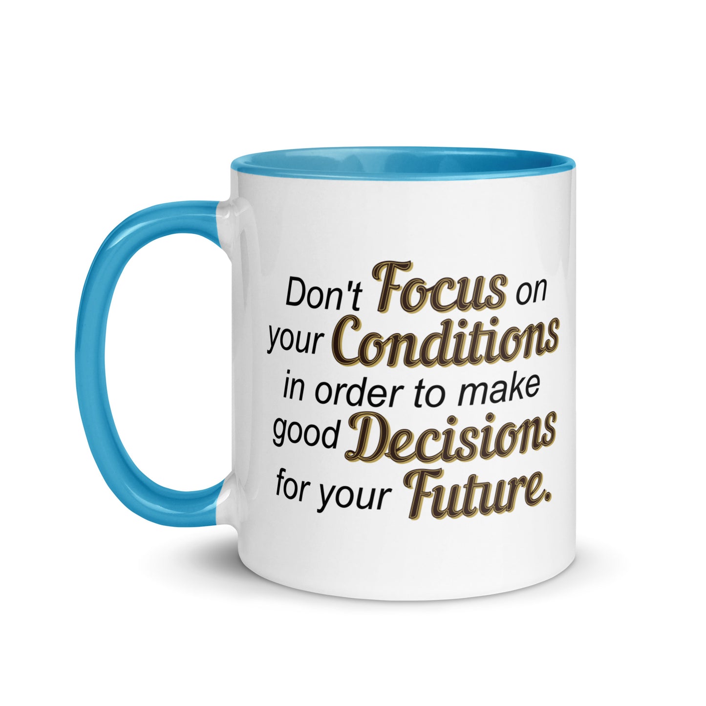 Taza de café para tomar decisiones con visión de futuro