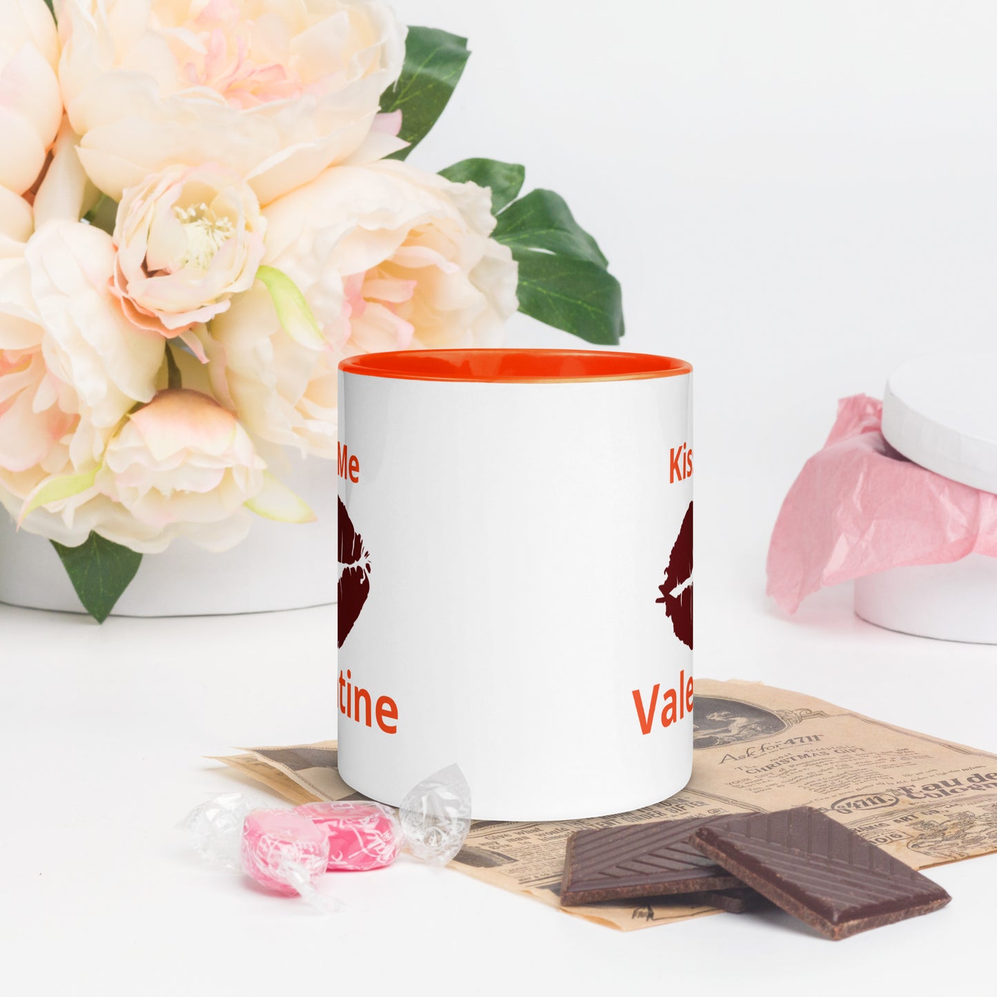 Taza de café con estampado de labios Kiss Me Valentine
