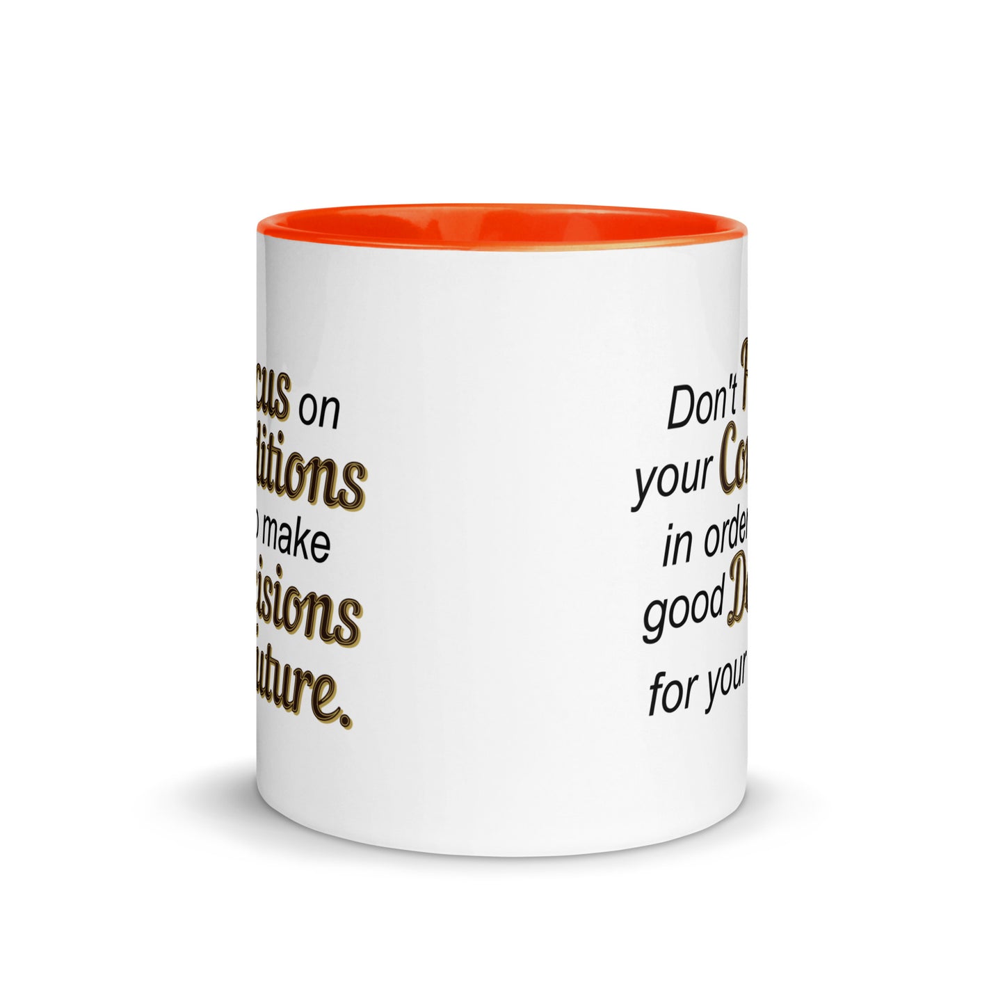 Taza de café para tomar decisiones con visión de futuro