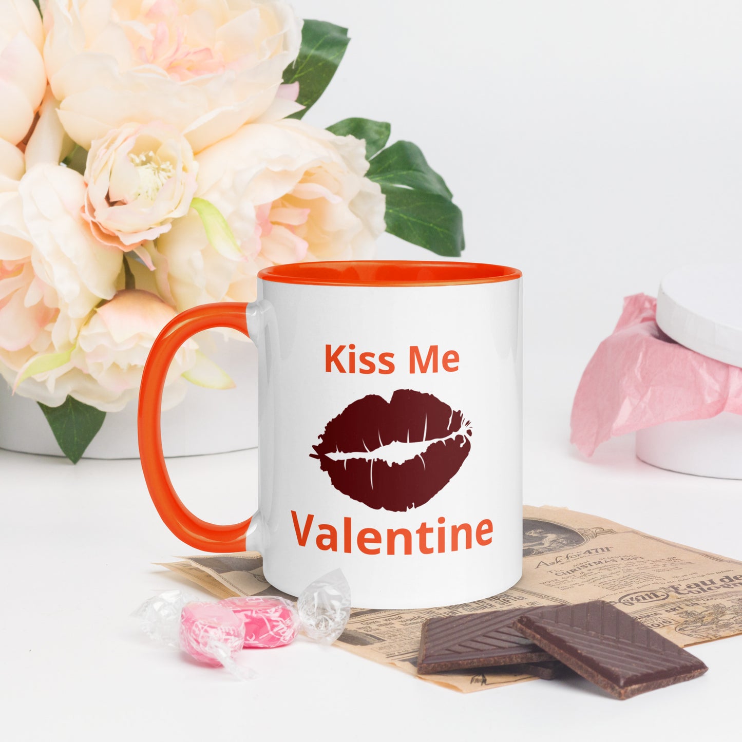 Taza de café con estampado de labios Kiss Me Valentine