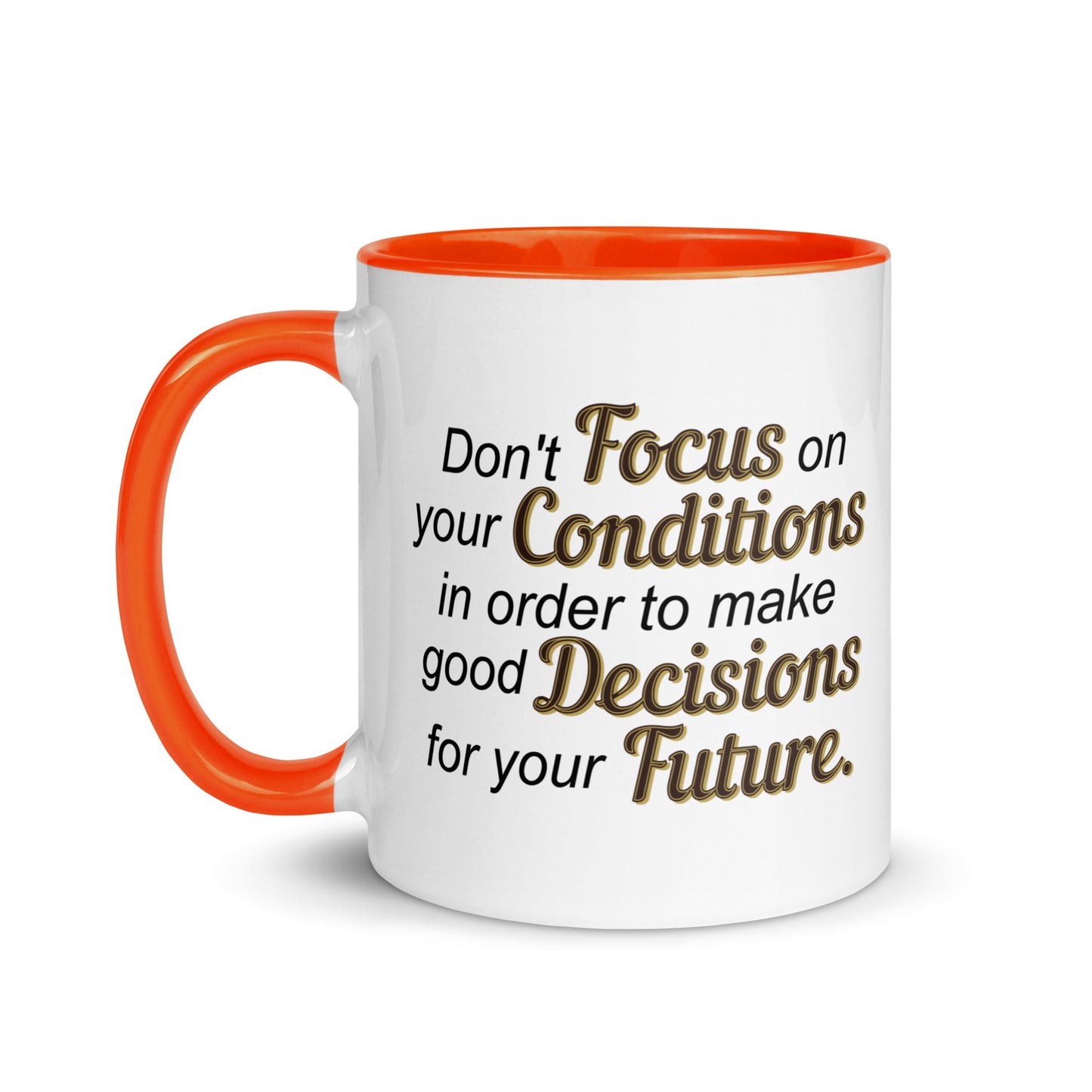 Taza de café para tomar decisiones con visión de futuro