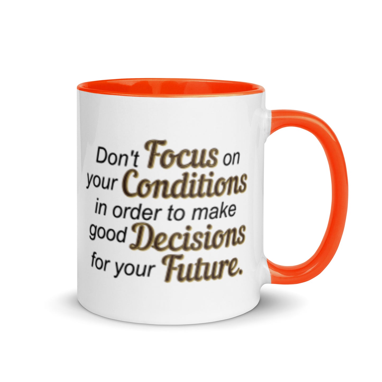 Taza de café para tomar decisiones con visión de futuro