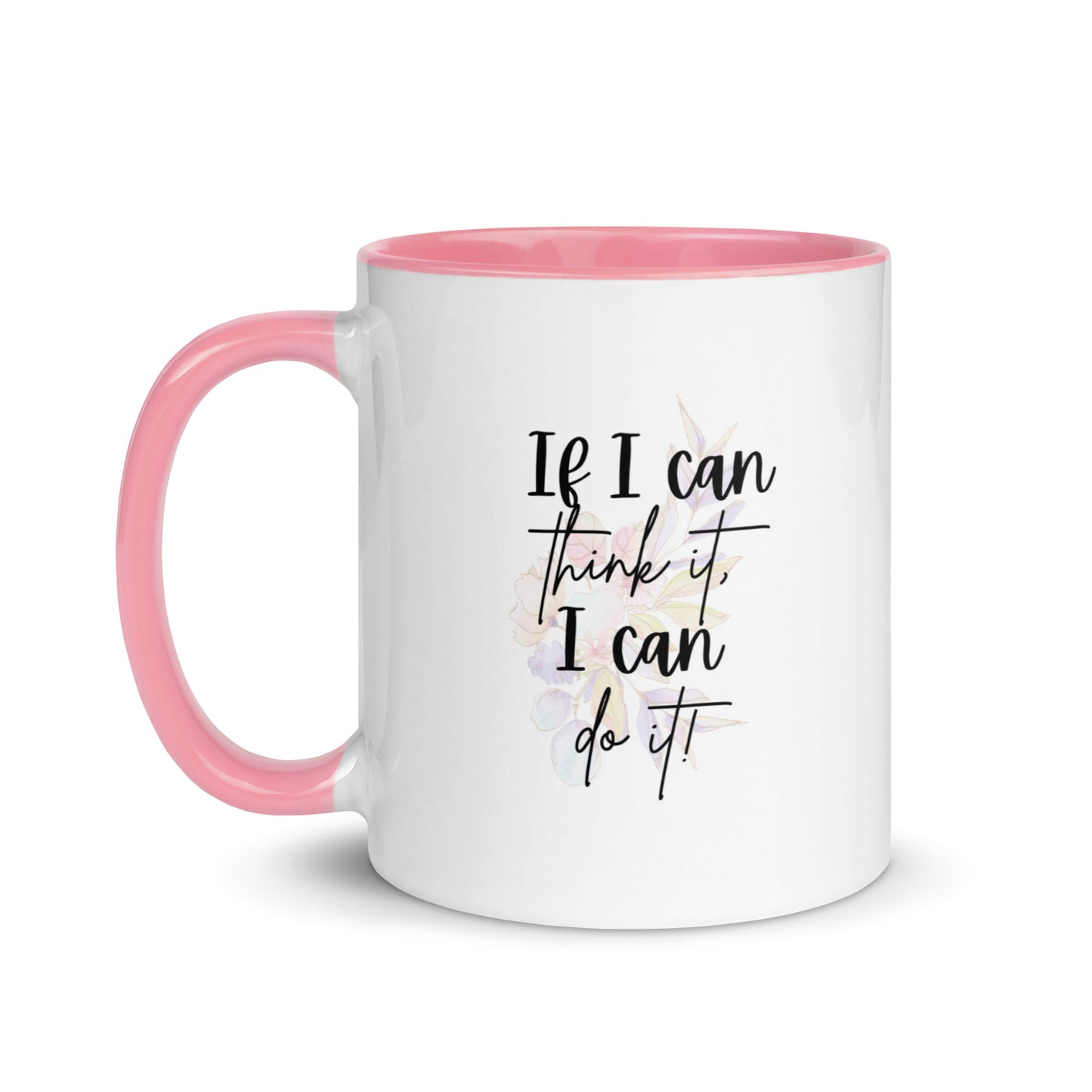 Taza de café inspiradora "Pienso, logro" con la frase "Empowerment Brew"