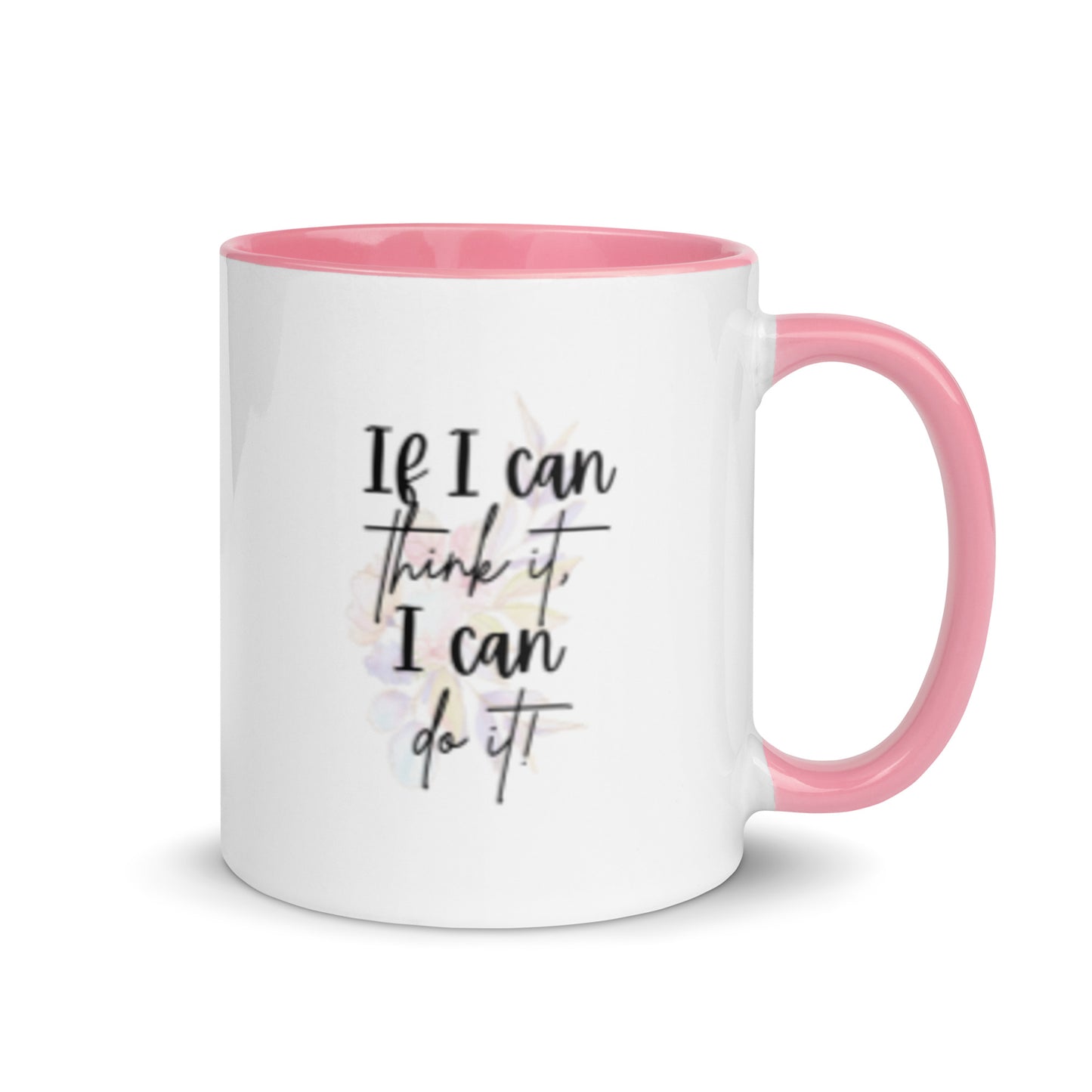 Taza de café inspiradora "Pienso, logro" con la frase "Empowerment Brew"