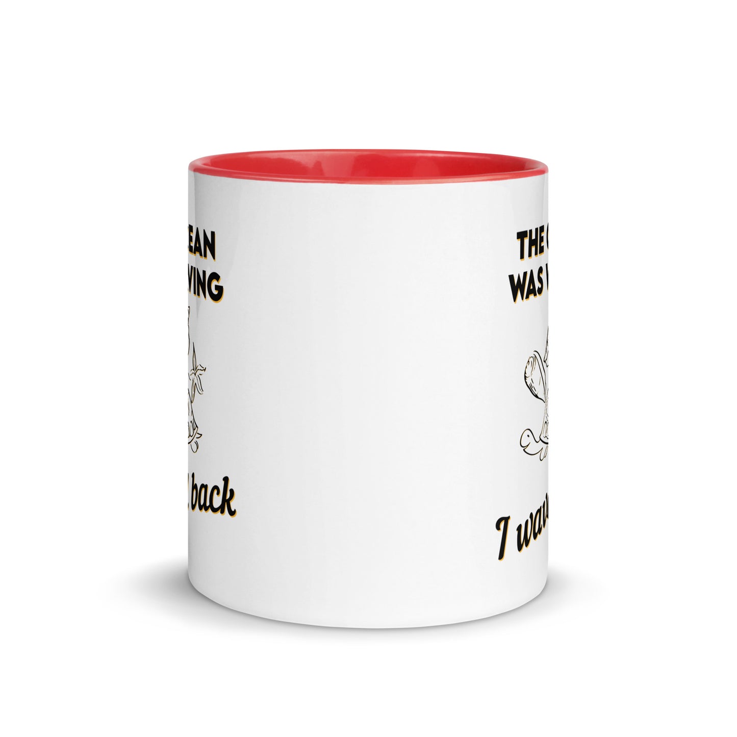 Saludos a la orilla del mar: taza de café con efecto de onda