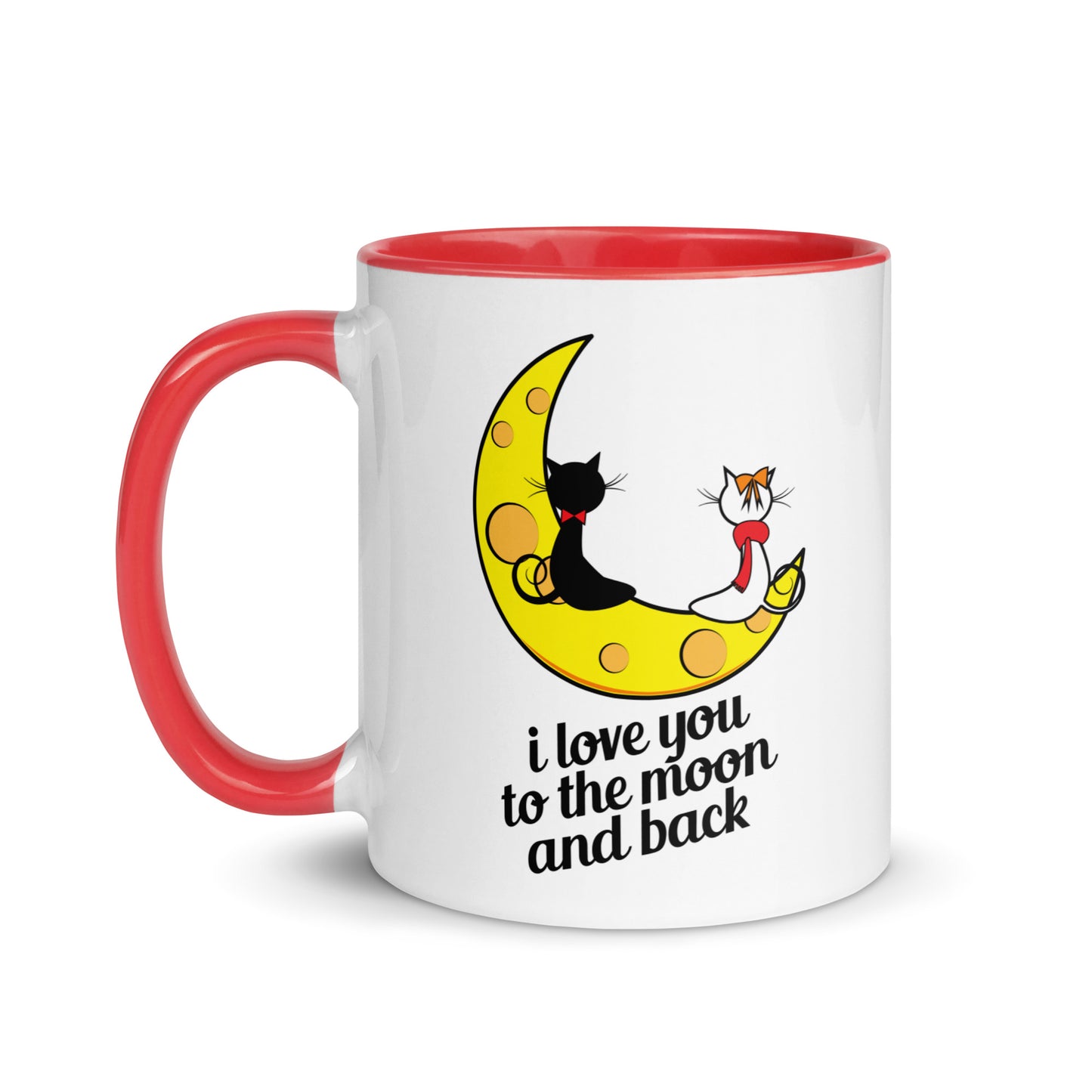 Amor más allá de las estrellas: taza de café romántica con felinos a la luz de la luna