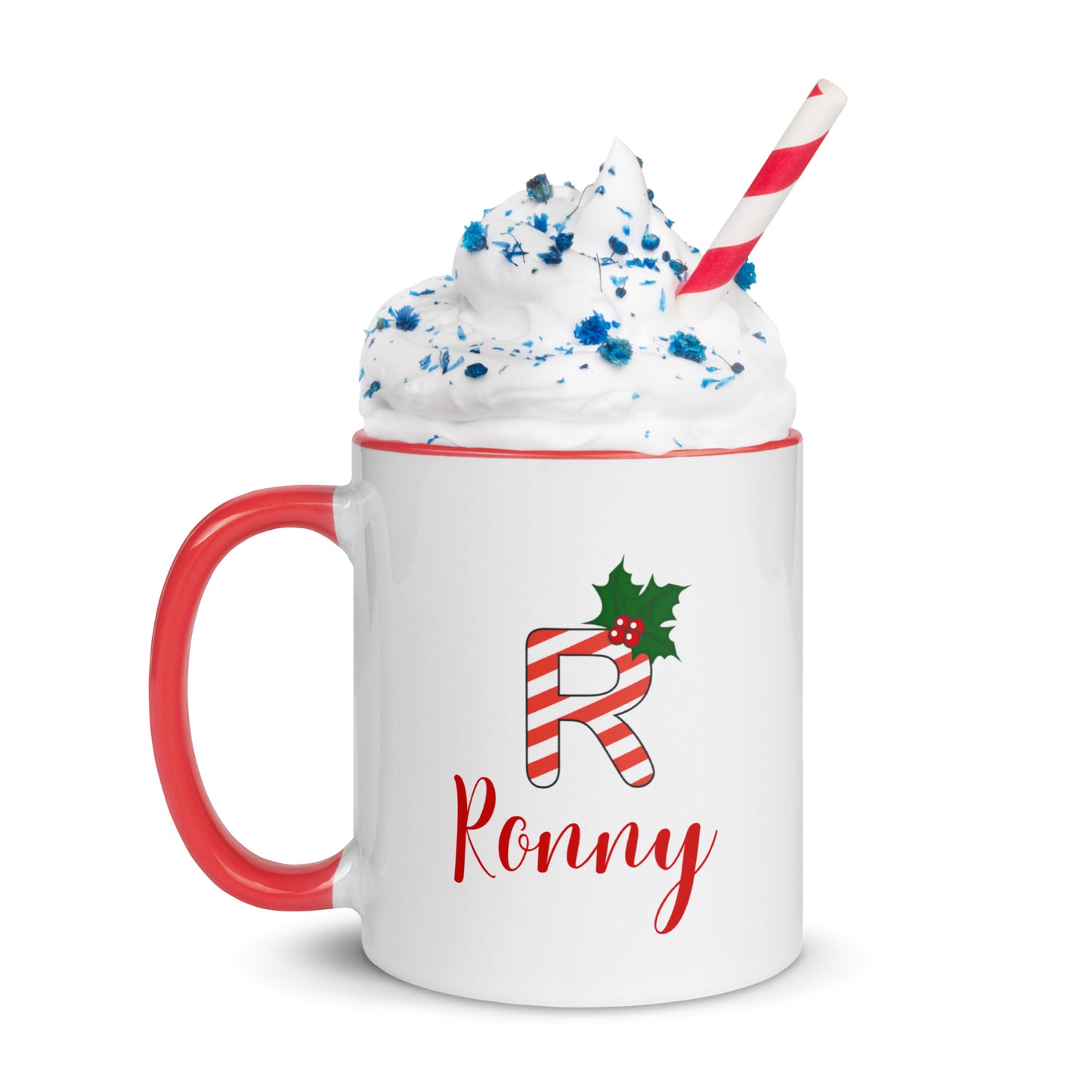 Festive R: Taza de café navideña personalizada para Ronny