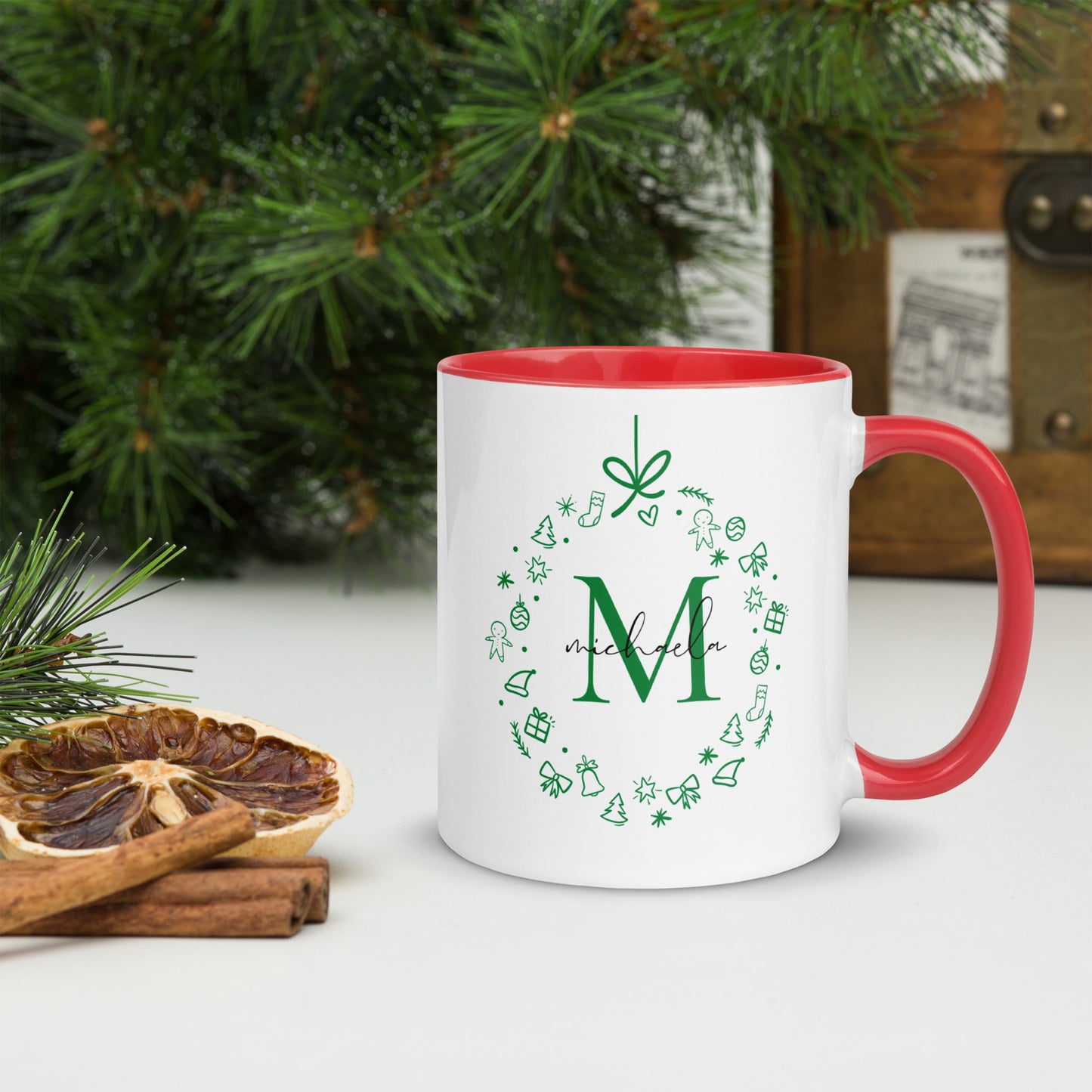 Taza con el monograma alegre de Michaela