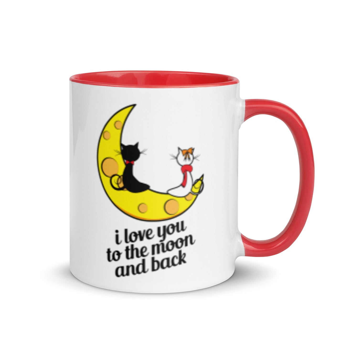Amor más allá de las estrellas: taza de café romántica con felinos a la luz de la luna