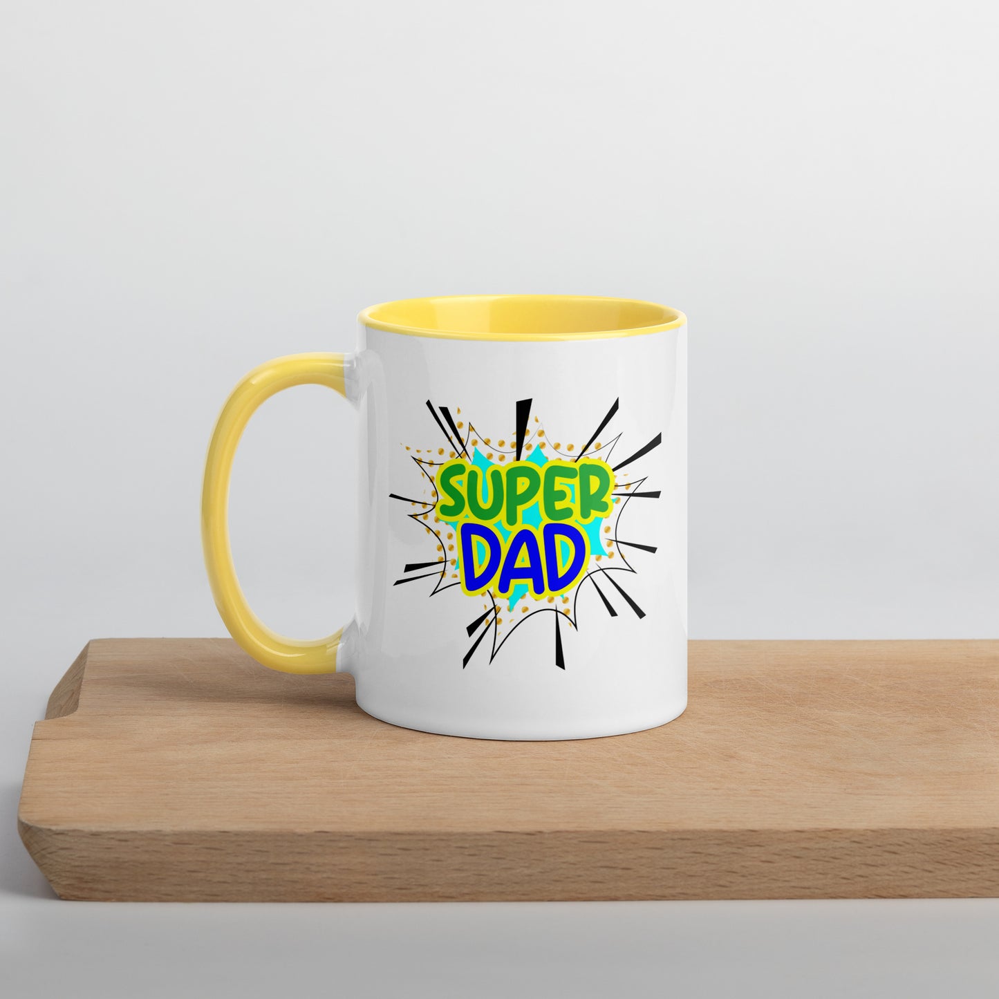 Taza de café con el texto "Super Dad Hero" para inspirarte a diario