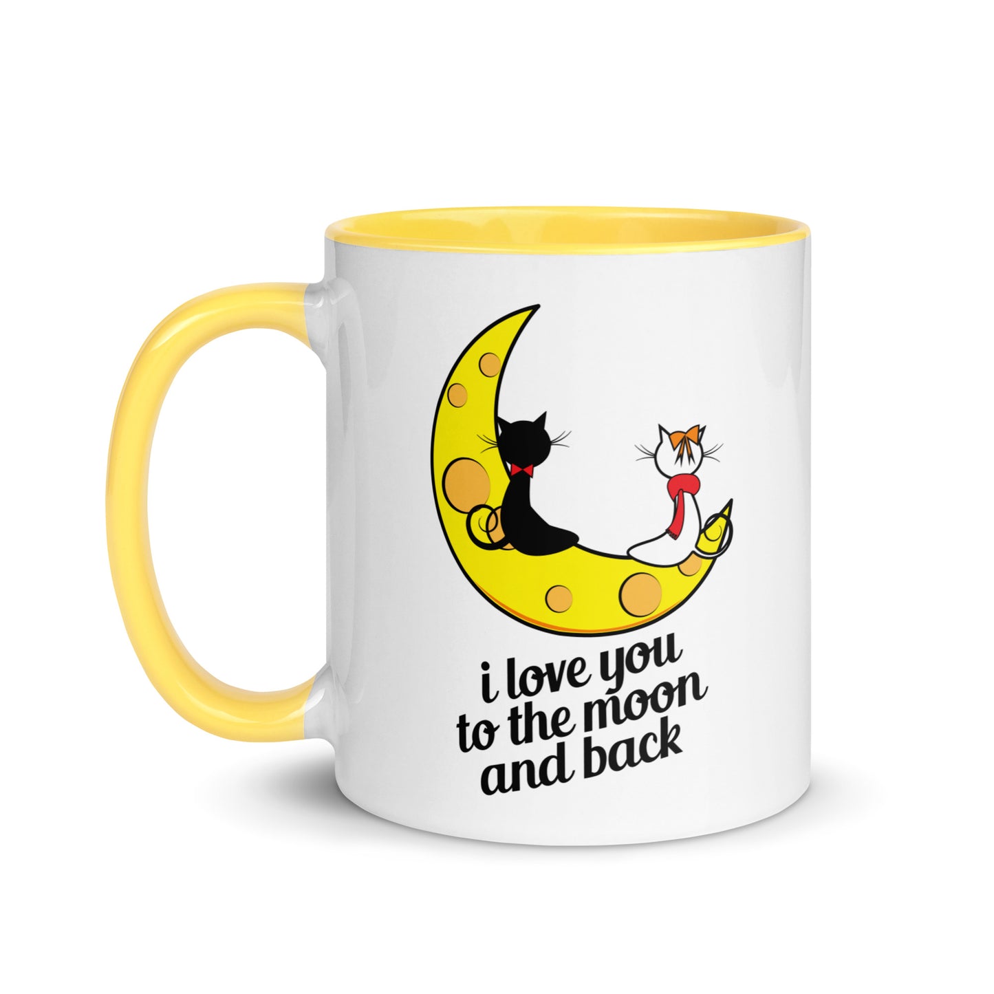 Amor más allá de las estrellas: taza de café romántica con felinos a la luz de la luna