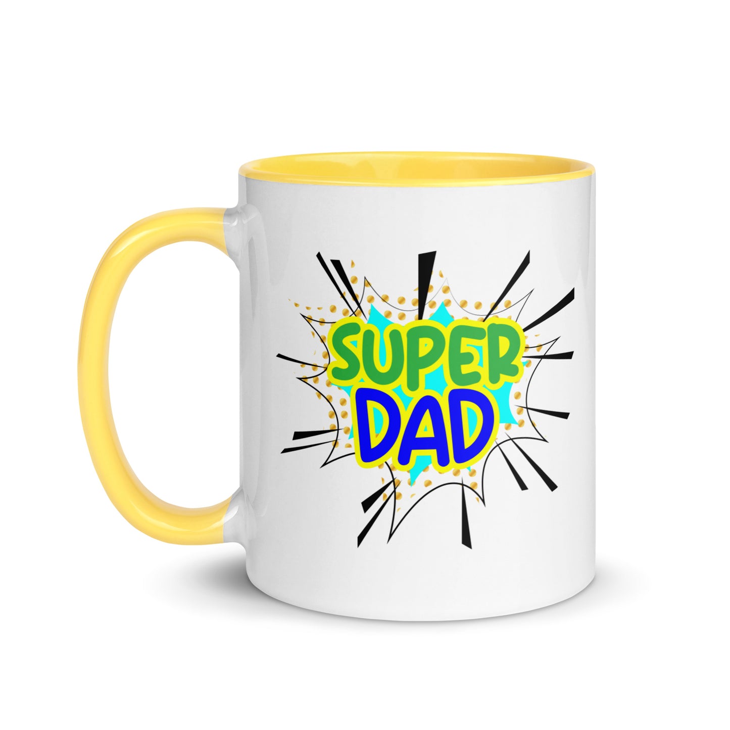Taza de café con el texto "Super Dad Hero" para inspirarte a diario