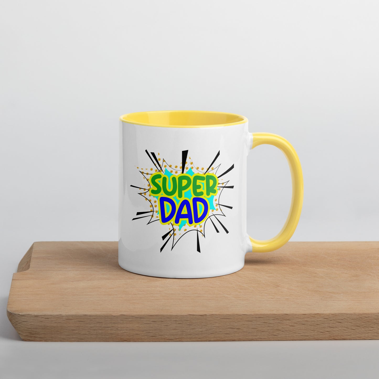 Taza de café con el texto "Super Dad Hero" para inspirarte a diario