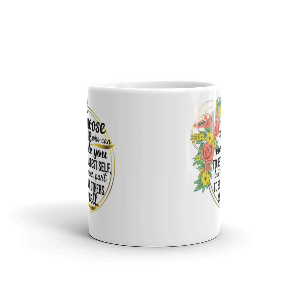 Taza de café Elevation con diseño floral de la amistad