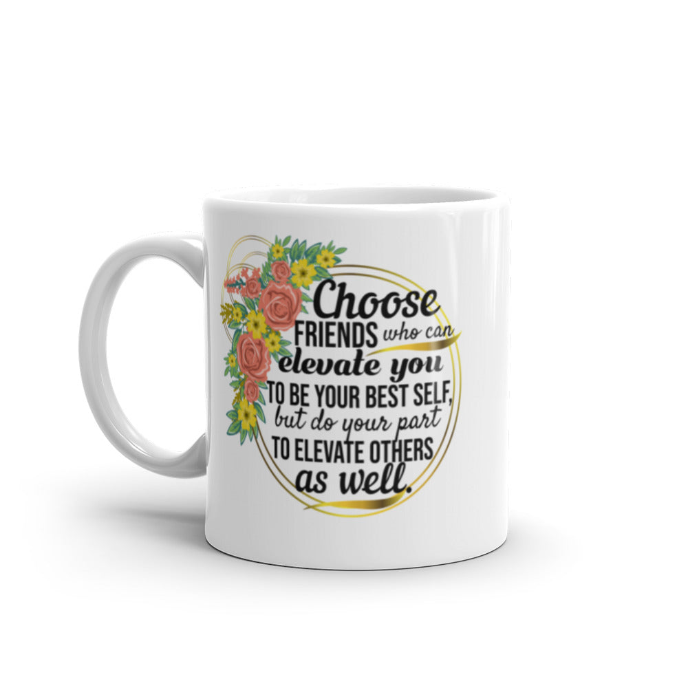 Taza de café Elevation con diseño floral de la amistad