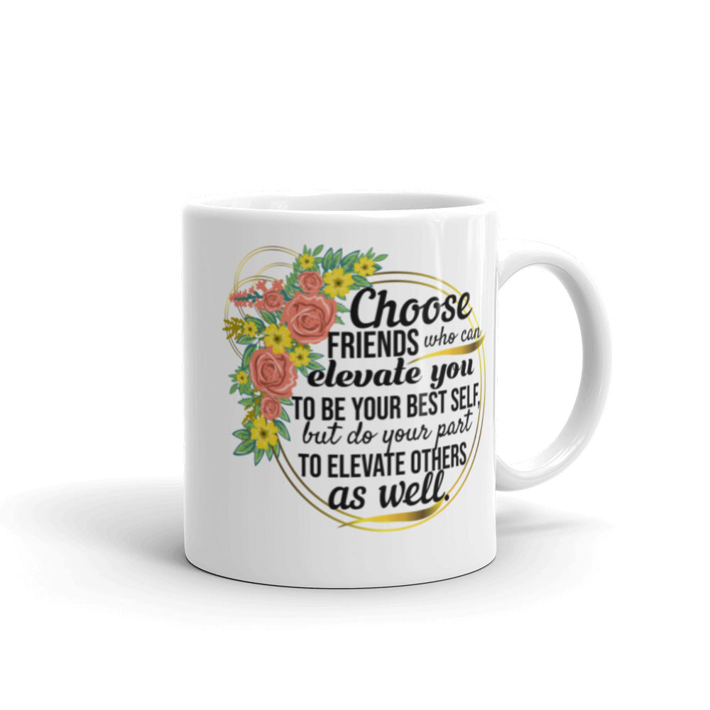 Taza de café Elevation con diseño floral de la amistad