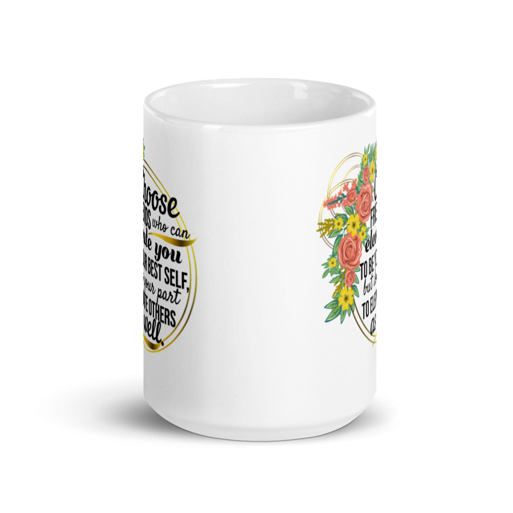 Taza de café Elevation con diseño floral de la amistad