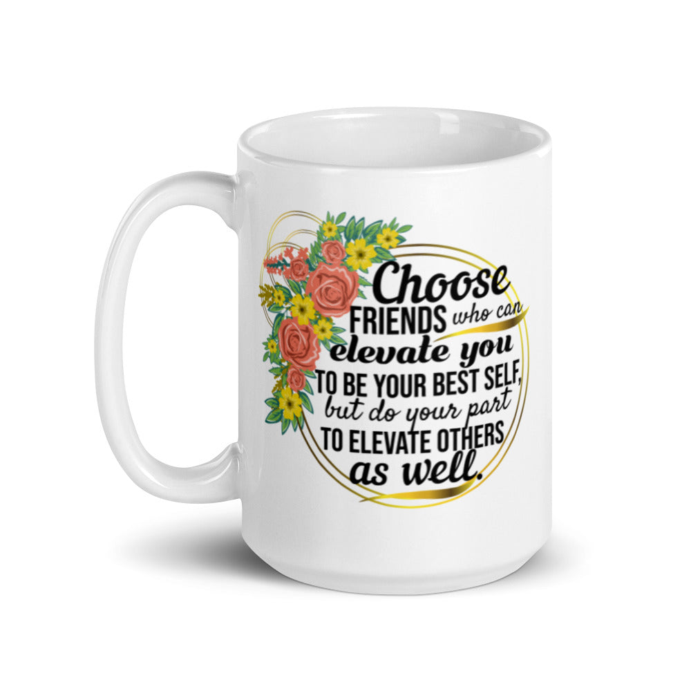 Taza de café Elevation con diseño floral de la amistad
