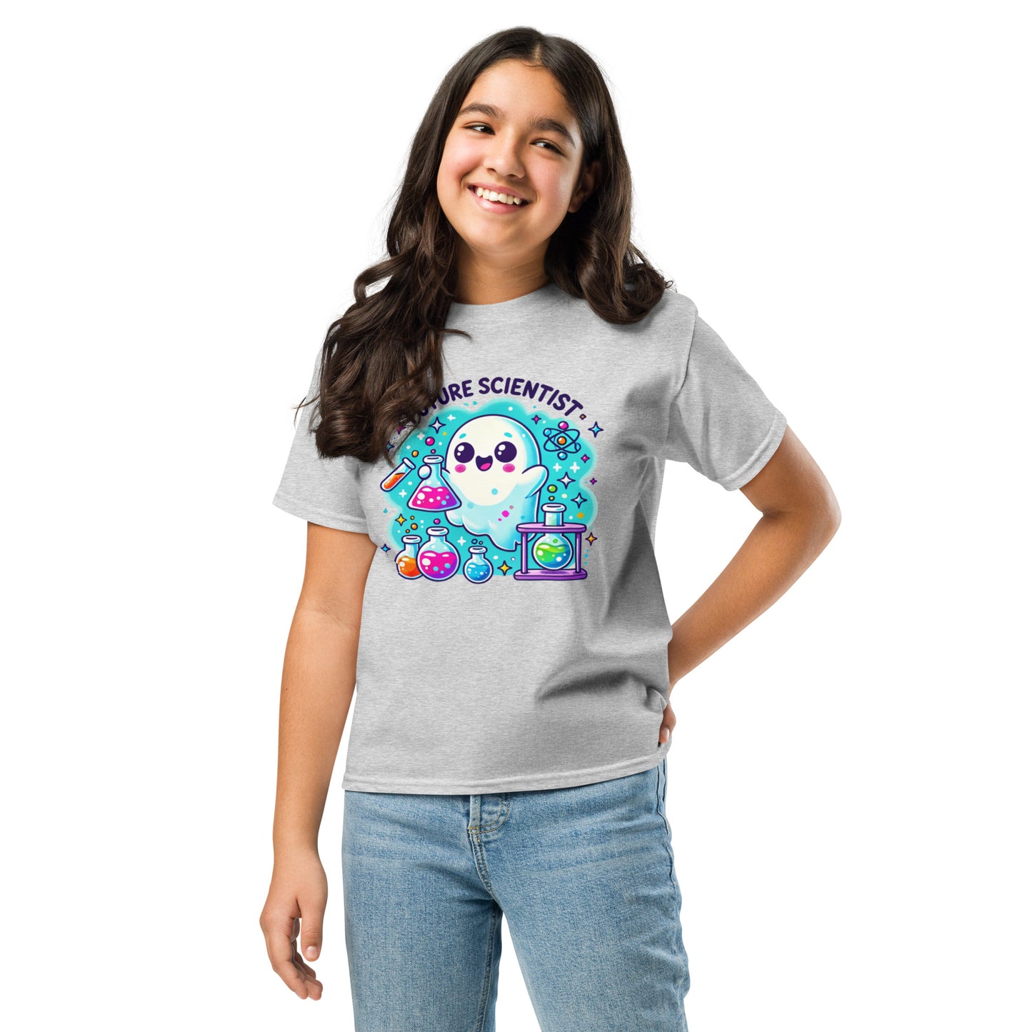 “Future Scientist” Youth T-Shirt – Cute Ghost Science Halloween Design