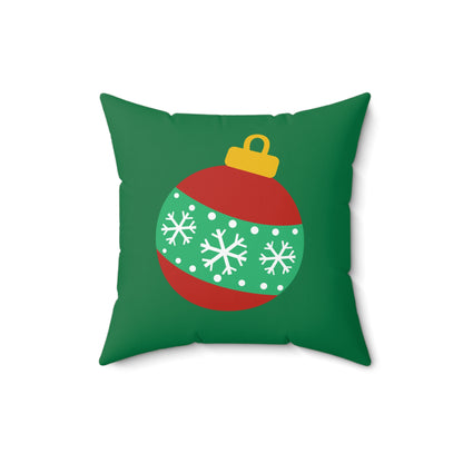 Festive Green Christmas Ball Throw Pillow – Holiday Cheer for Home or Office