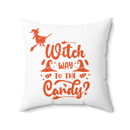 Witchy Candy Throw Pillow, Orange And White Decorative Pillow, Unique Halloween Designer Pillow, 14x14, 16x16, 18x18, 20x20, Fall Room Decor