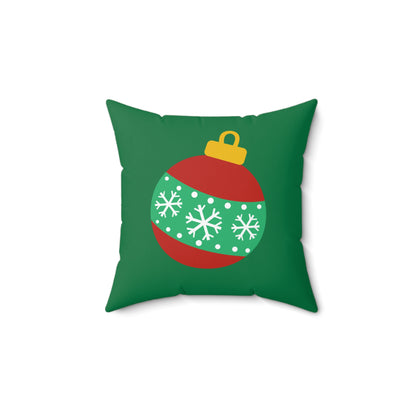 Festive Green Christmas Ball Throw Pillow – Holiday Cheer for Home or Office