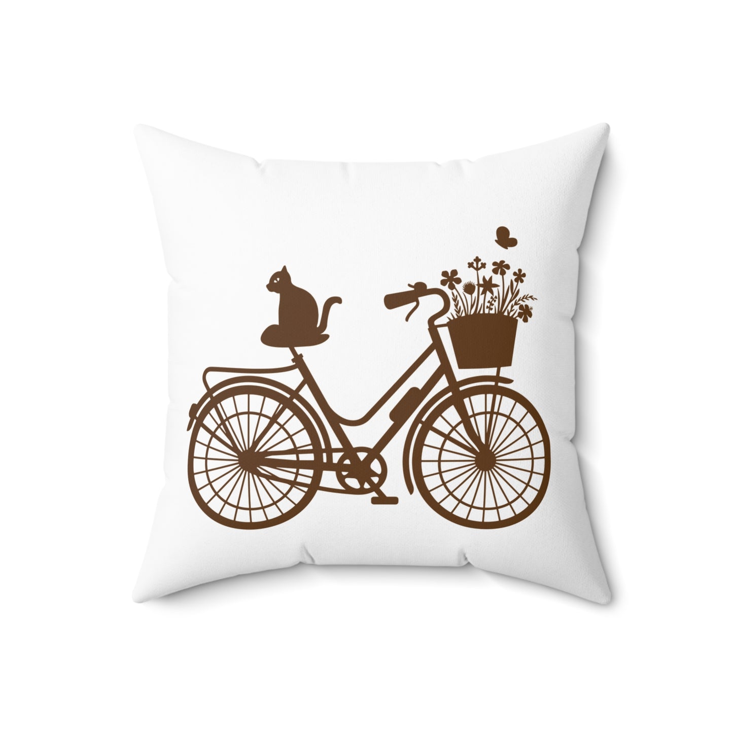 Bicycle Cat Accent Throw Pillow For Living Room, Statement Room Decor, Conversation Starter Pillow Decor, Housewarming Gift