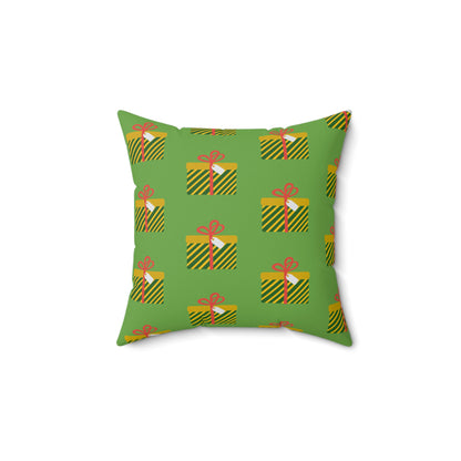 Christmas Gift Pattern Green Throw Pillow – Joyful Giving Décor for Home or Office