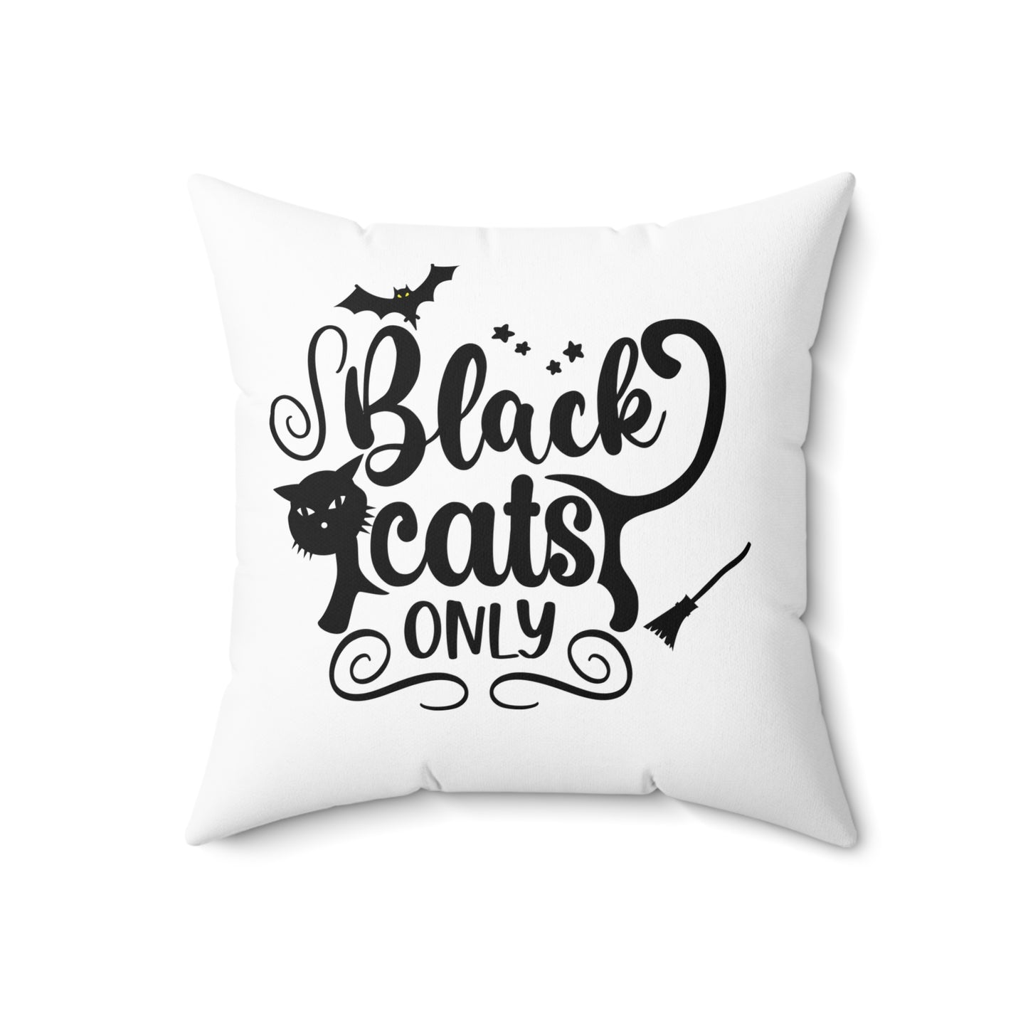 Black And White Throw Pillow For Halloween, Cat Design Graphic Pillow, Unique Halloween Room Decor, Cat Lovers Throw Pillow