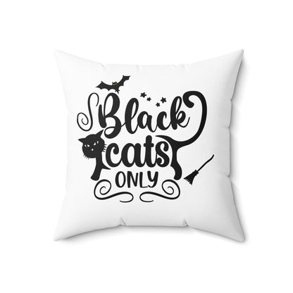 Black And White Throw Pillow For Halloween, Cat Design Graphic Pillow, Unique Halloween Room Decor, Cat Lovers Throw Pillow