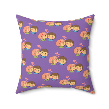 Love’s Embrace: Purple Kiss Printed Throw Pillow