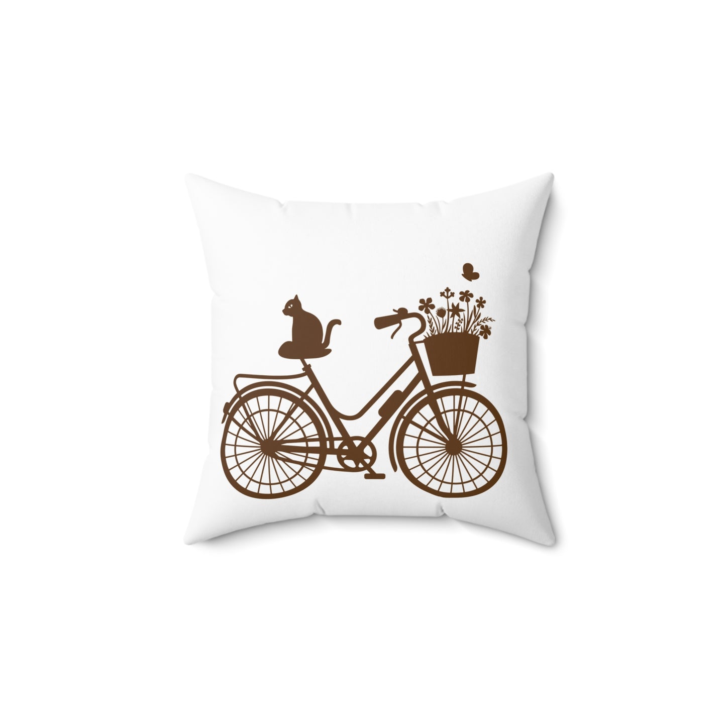 Bicycle Cat Accent Throw Pillow For Living Room, Statement Room Decor, Conversation Starter Pillow Decor, Housewarming Gift