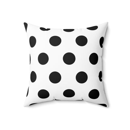 Black And White Polka Dot Throw Pillow, Square Polyester Pillow, Large Polka Dot Accent Pillow, 18x18 Inch Room Decor Throw Pillow